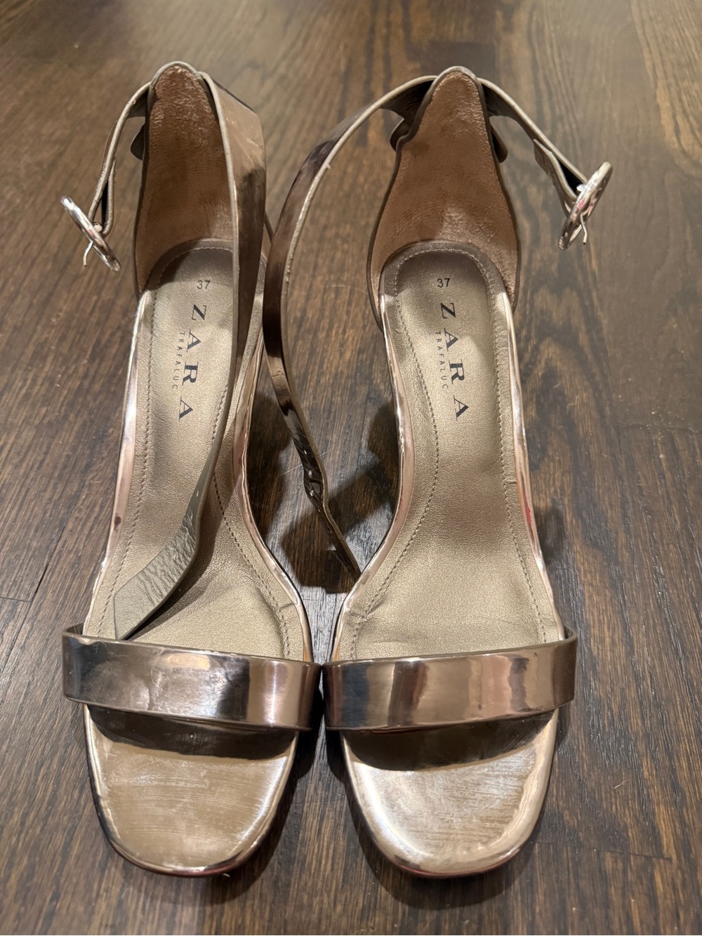 ZARA Metallic Ankle Strap Heels